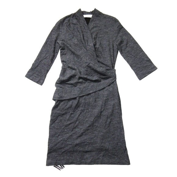 NWT MM. Lafleur Casey in Grey Black Houndstooth Ruched Faux Wrap Jersey Dress XL - Picture 1 of 5